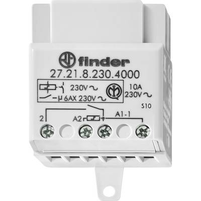 Modul releja Finder, model 27.21.8.230.4000, s vijčanim terminalom za električne spojeve i specifikacijama označenim na njegovoj površini.