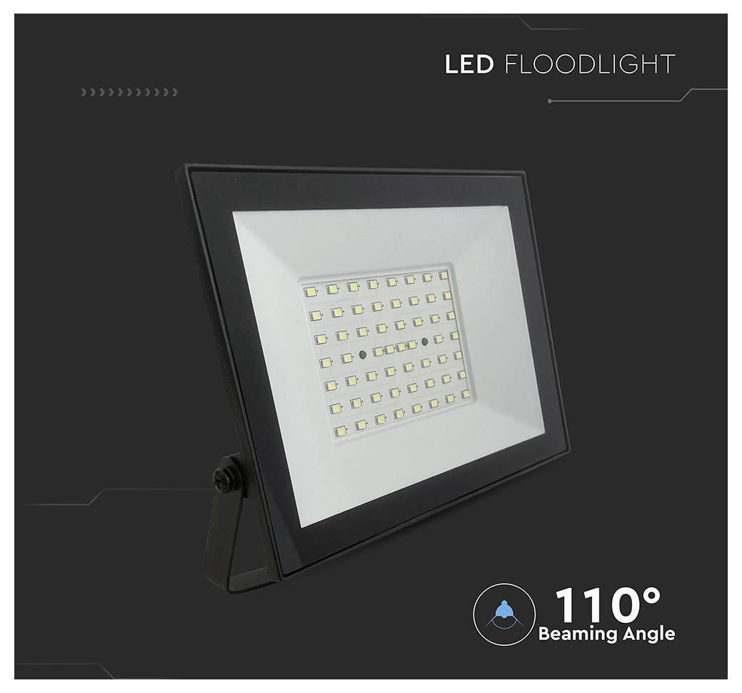 LED reflektor s kutom osvjetljavanja od 110 stupnjeva, prikazan u crnom okviru s više LED dioda.