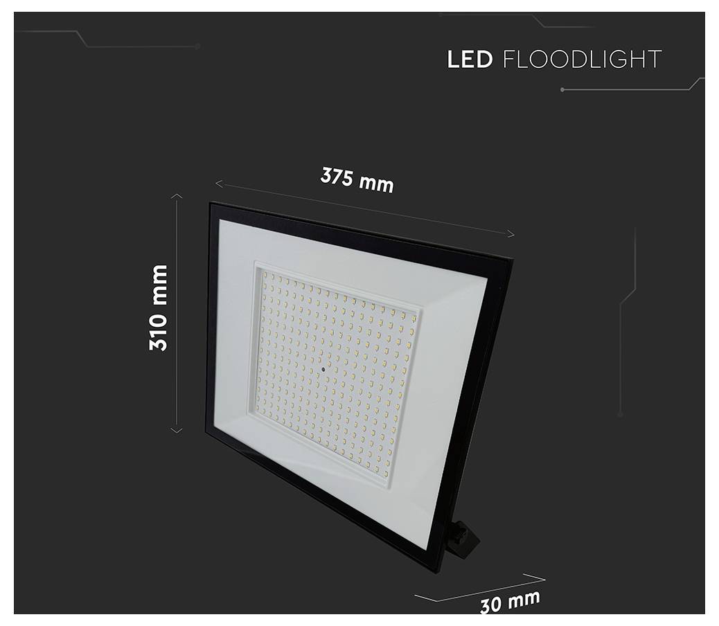 Slika 'LED reflektora' prikazuje pravokutni svjetlosni uređaj s označenim dimenzijama širine 375 mm, visine 310 mm i dubine 30 mm.