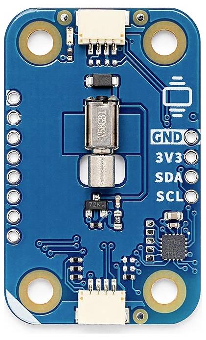 Plavi elektronički senzorski modul s označenim priključcima: GND, 3V3, SDA, SCL, te središnjim čipom i komponentama za integraciju strujnog kruga.