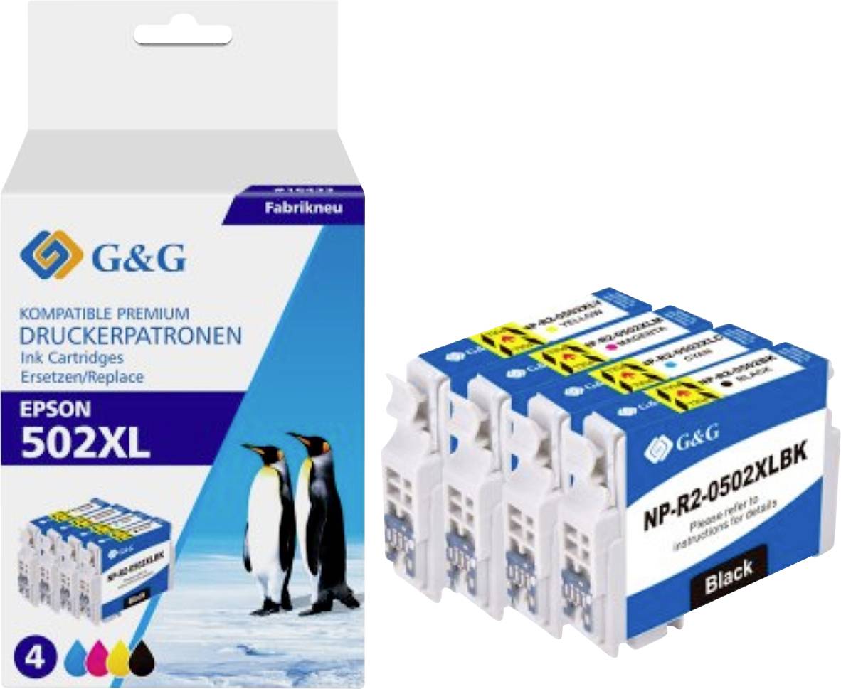 G&G Inktcartridge Compatibel Zwart, Cyaan, Magenta, Geel NP-R-0502XLBK GP-E502XLBKCMY-4P
