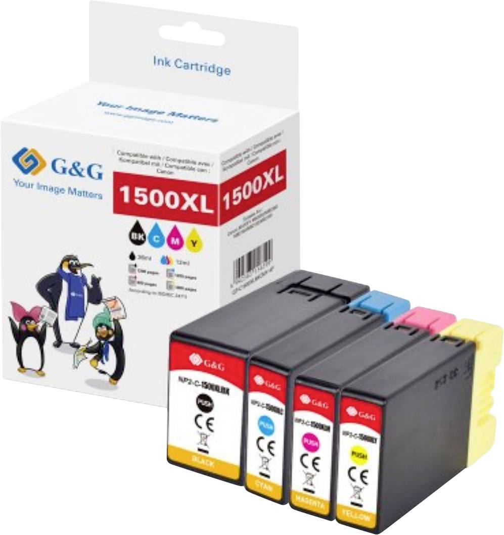 G&G Inktcartridge Compatibel Zwart, Cyaan, Magenta, Geel GP-C1500XLBKCMY-4P