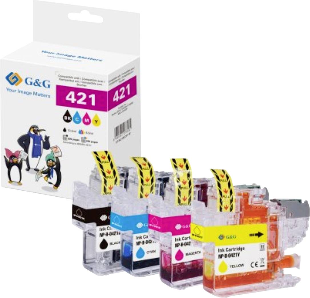 G&G Inkt combipack Compatibel Zwart, Cyaan, Magenta, Geel GP-B421BKCMY-4P
