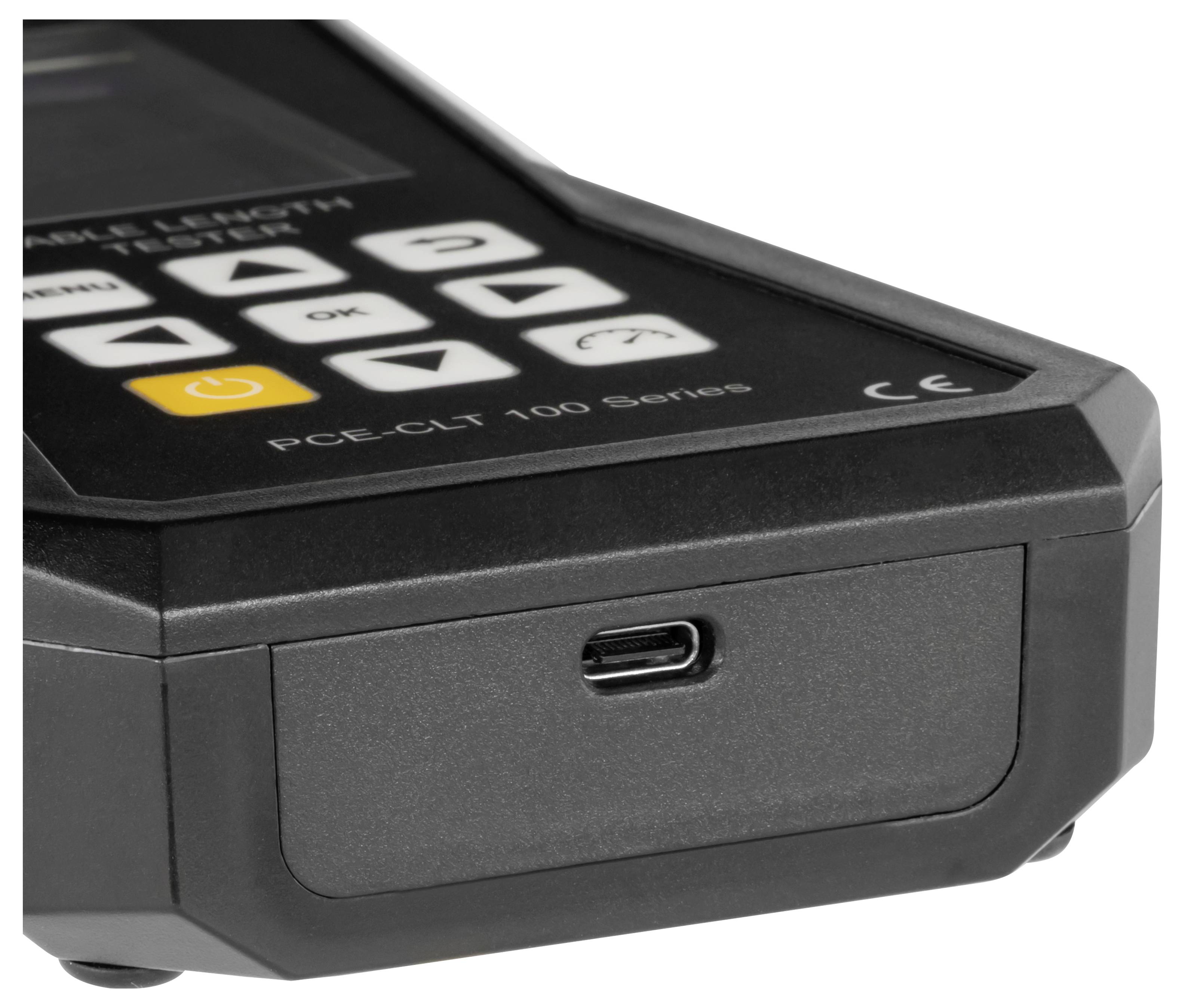 Primjer elektronskog uređaja s kontrolnim gumbima i USB-C portom na prednjoj ploči.