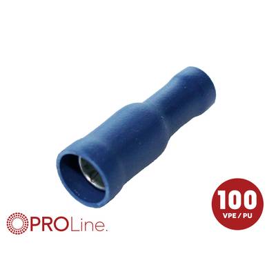 Plavi izoliran priključak sa stezaljkom s ženskim krajevima, označen sa PROLine i '100 VPE/PU'.