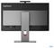 Lenovo monitor viđen sa stražnje strane, prikazujući postolje, priključke i Lenovo i Intel logotipe.