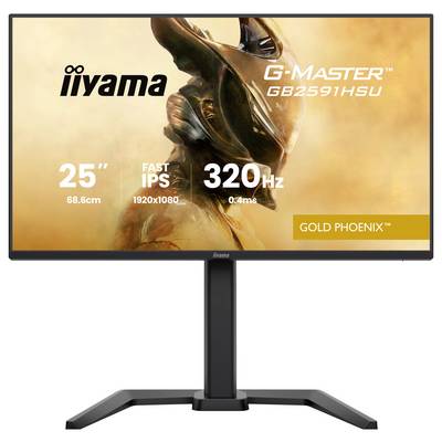 'iiyama G-Master GB2591HSU monitor sa futurističkim dizajnom kacige, 25" brzi IPS zaslon, 320Hz, 0.4ms, model Gold Phoenix.'