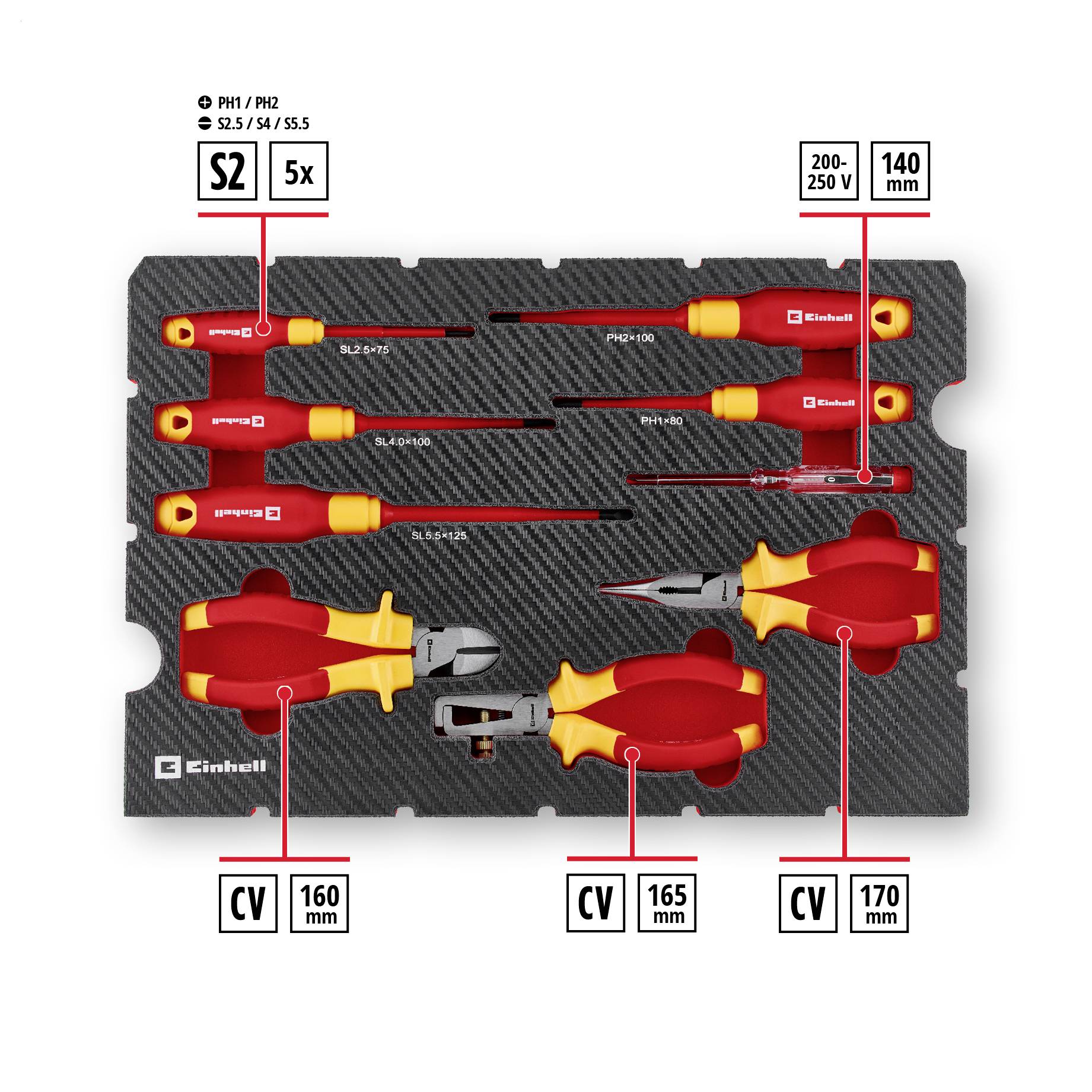 Einhell E-Case 370516 električar kovčeg za alat, opremljen 24-dijelni-2