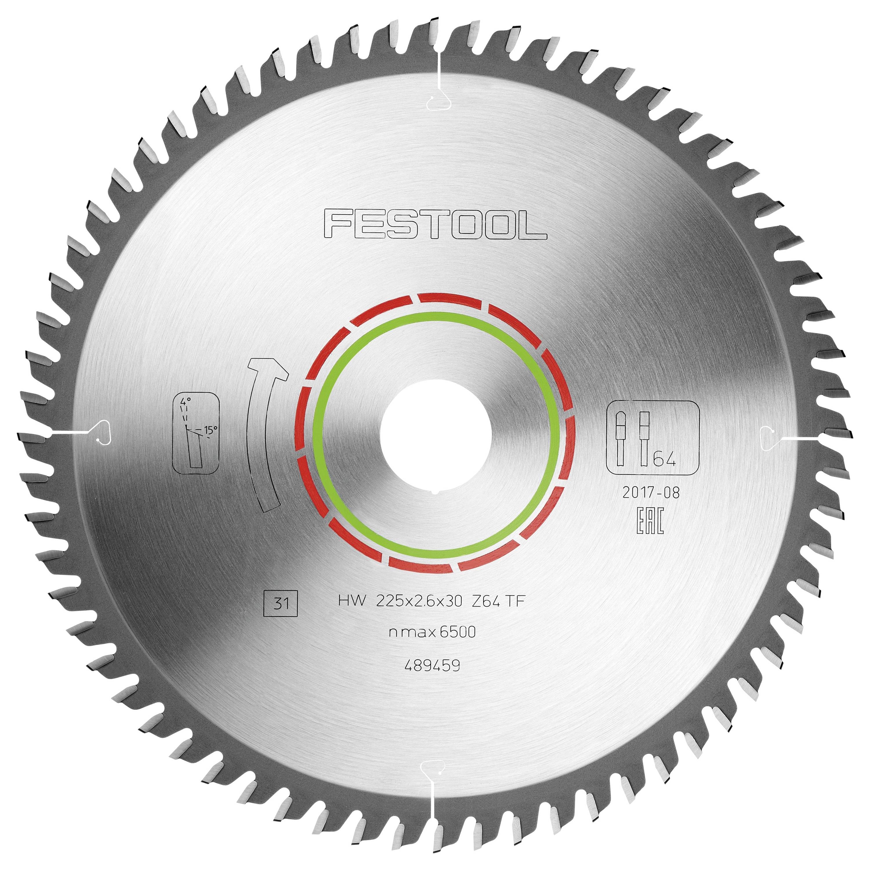 Festool HW 225x2,6x30 TF64 489459 list kružne pile 225 x 30 x 1.80 mm Broj zubaca (po inču): 64 1 St.-1