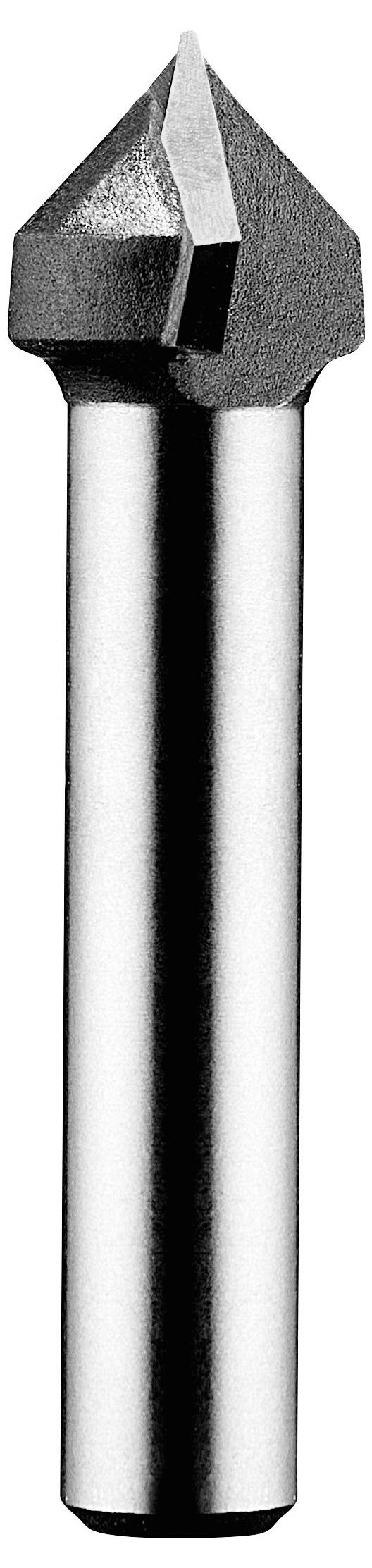 Svrdlo pozicionirano iznad ispreplitenih drvenih daski, koja pokazuje spojnicu tipa "lastavičin rep". Oznake pokazuju dimenzije: 'α', 'NL' i 'D'.