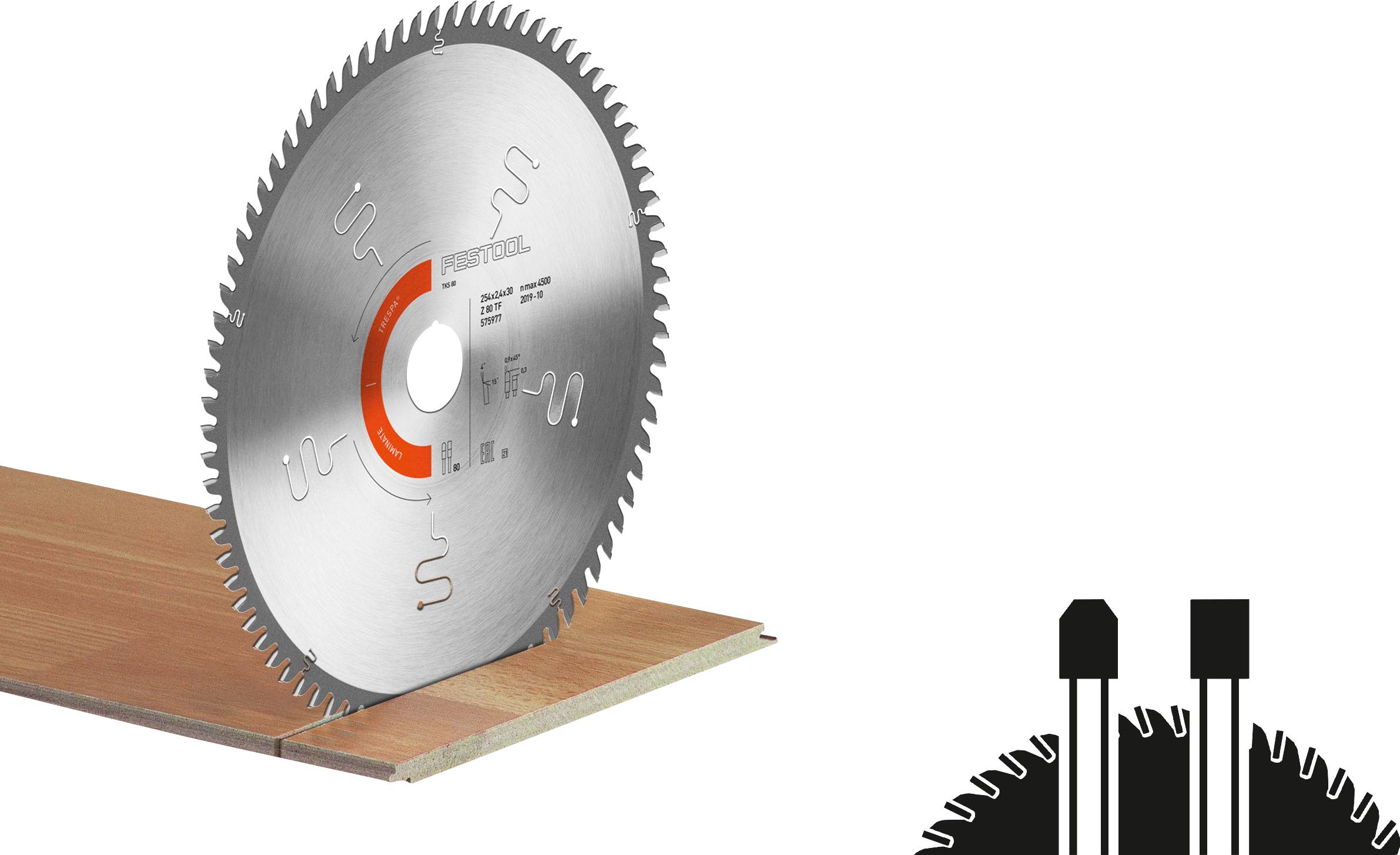 Festool HW 254x2,4x30 TF80 L 575977 list kružne pile 254 x 30 x 1.60 mm Broj zubaca (po inču): 80 1 St.-0