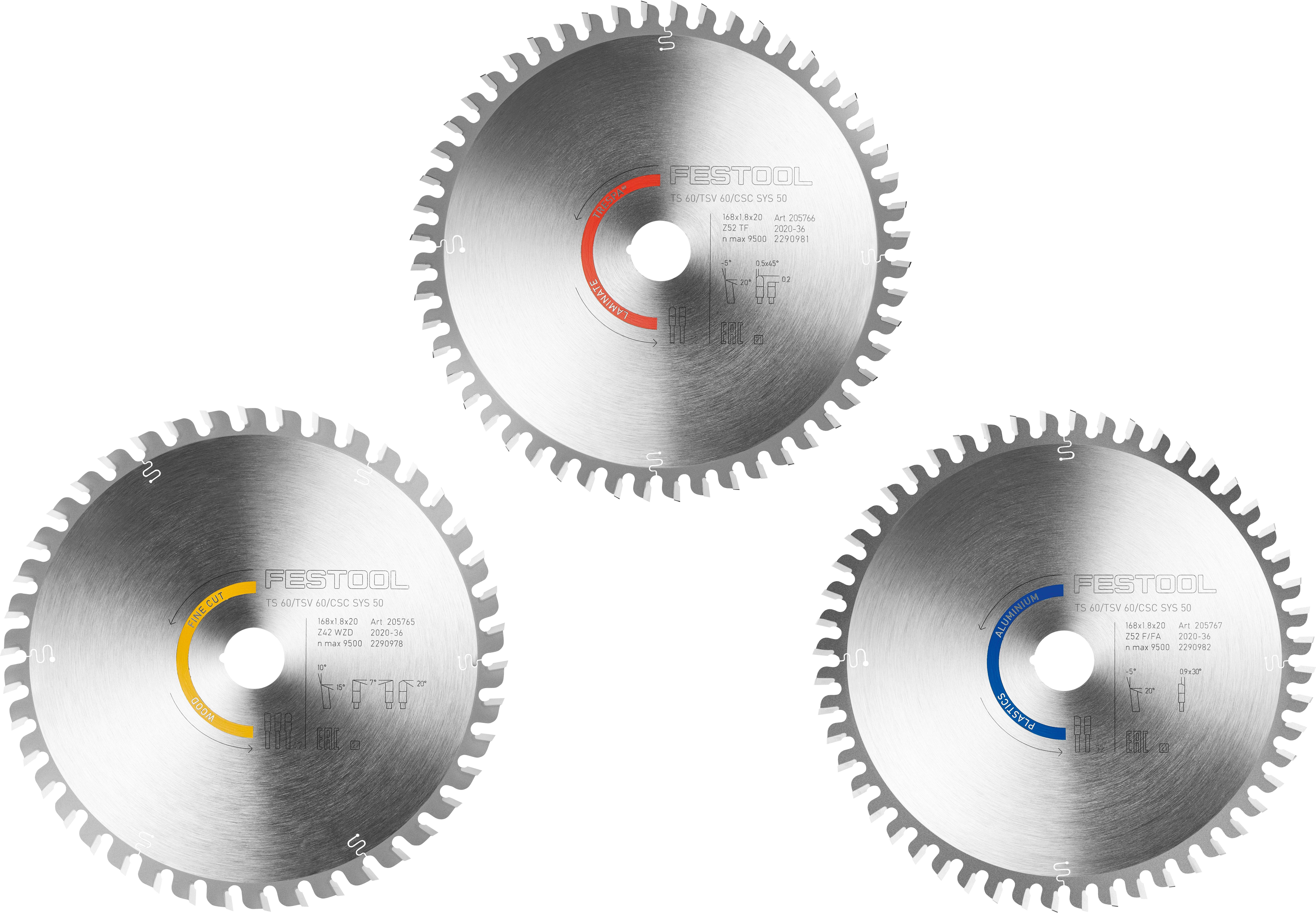 Festool KSB-SORT/3 W/L/A 168x1,8 578568 komplet listova kružne pile 168 x 20 x 1.20 mm 1 St.-0