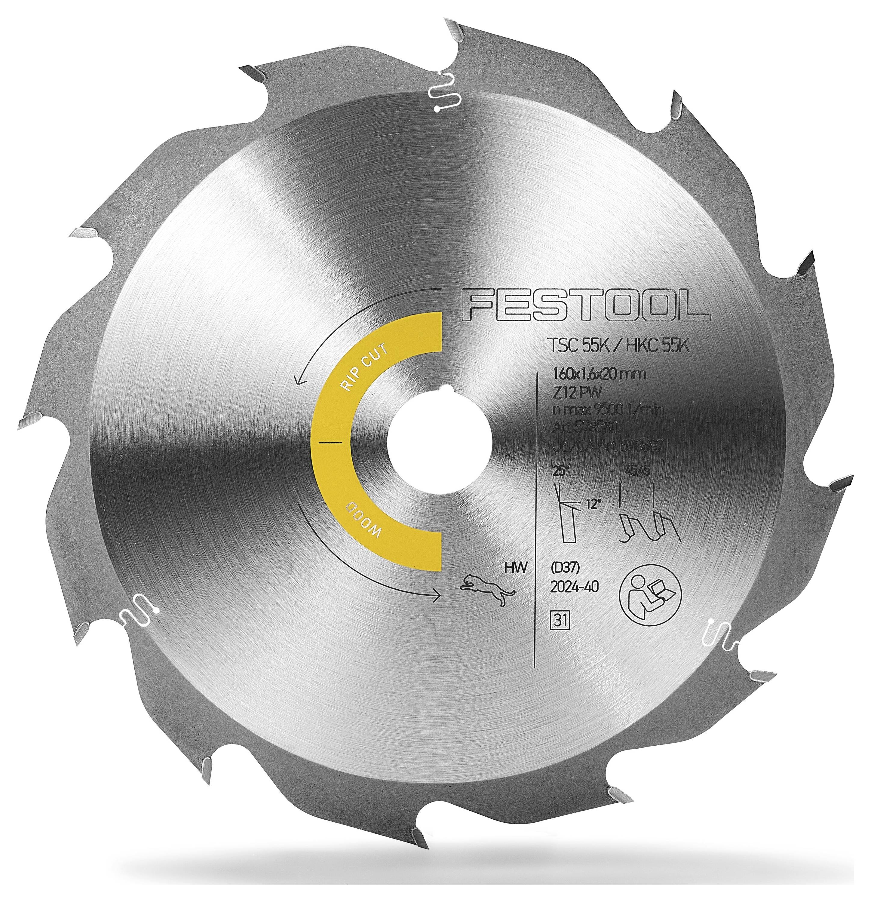Festool HW 160x1,6x20 PW12 578580 list kružne pile 160 x 20 x 1.10 mm Broj zubaca (po inču): 12 1 St.-1
