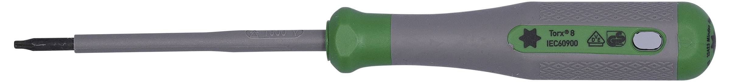 Sivi i zeleni odvijač, označen kao '5-u-1 combo,' s izmjenjivim vrhovima za različite veličine i vrste vijaka.