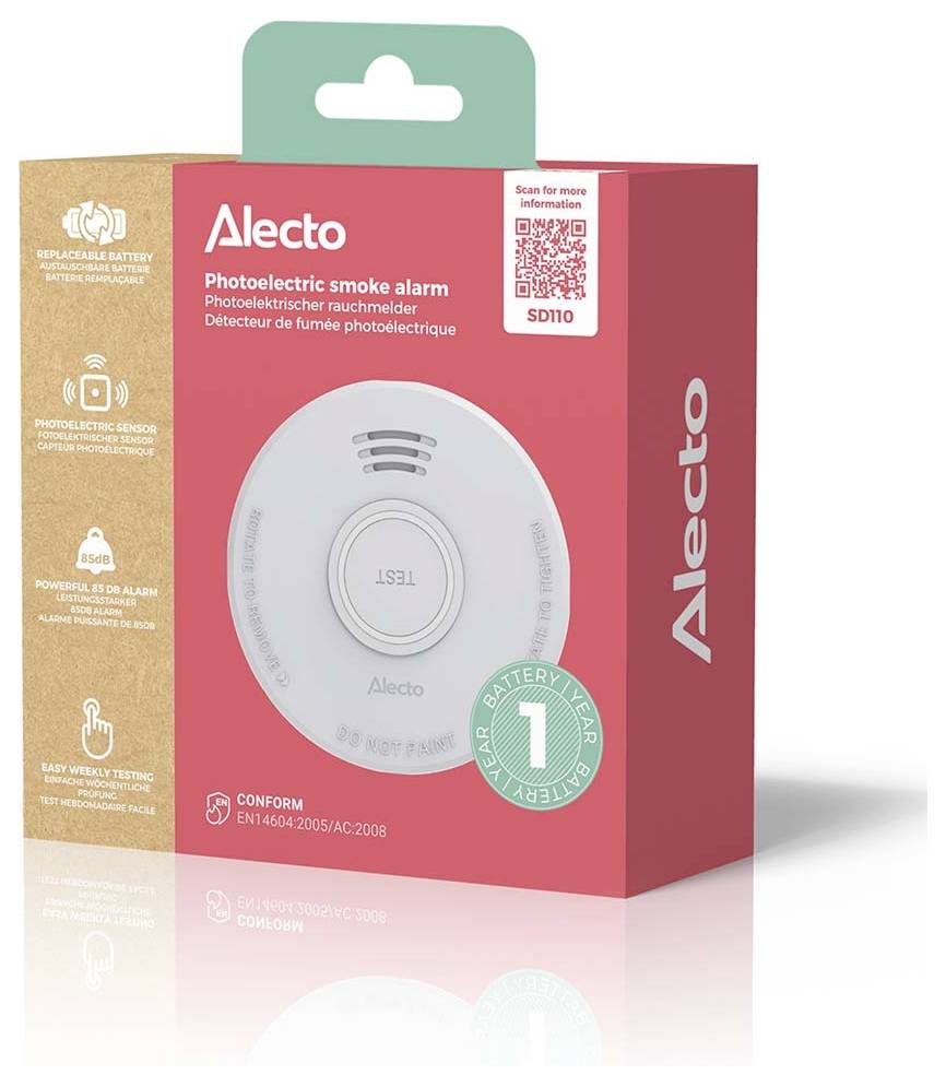 Alecto SD110 detektor dima baterijski pogon (Ø x V) 101 mm x 36 mm-6