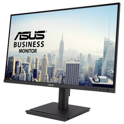 Kompjuterski monitor koji prikazuje gradski horizont s tekstom 'ASUS Business Monitor'.