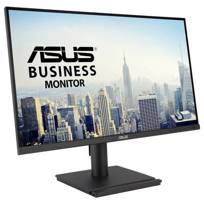 Crni ASUS TUF Gaming monitor prikazan s leđne strane, prikazujući njegov kutasti stalak i priključke na stražnjoj ploči, idealan za igrače.