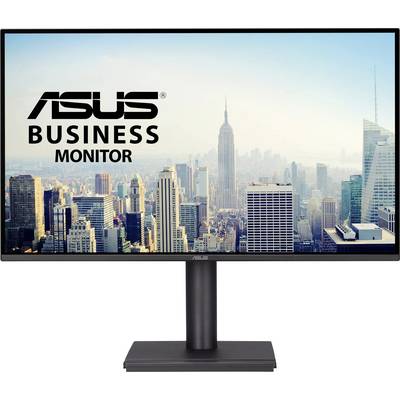 ASUS Poslovni Monitor koji prikazuje gradski silhuetu s neboderima pod jasnim plavim nebom.