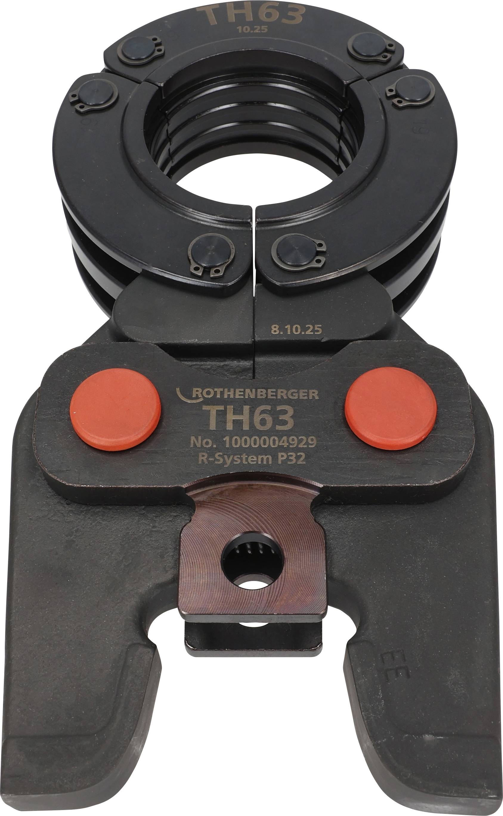 Alat za stiskanje cijevi 'Rothenberger TH63' s crvenim naglascima, dizajniran za krimpovanje; sadrži redni broj proizvoda 1000004929, R-System P32.