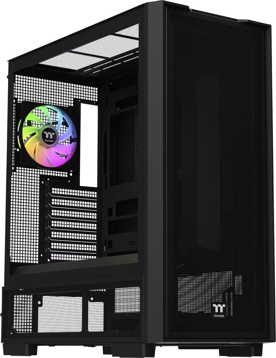 Thermaltake S380 TG ARGB Black Midi-tower PC-behuizing Zwart Zijvenster, Geïntegreerde verlichting, 2 voorgeïnstalleerde LED-ventilators