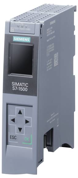 Siemensov SIMATIC S7-1500 programabilni logički kontroler (PLC) sa kompaktnim dizajnom, ekranom za prikaz i kontrolnim dugmadima.