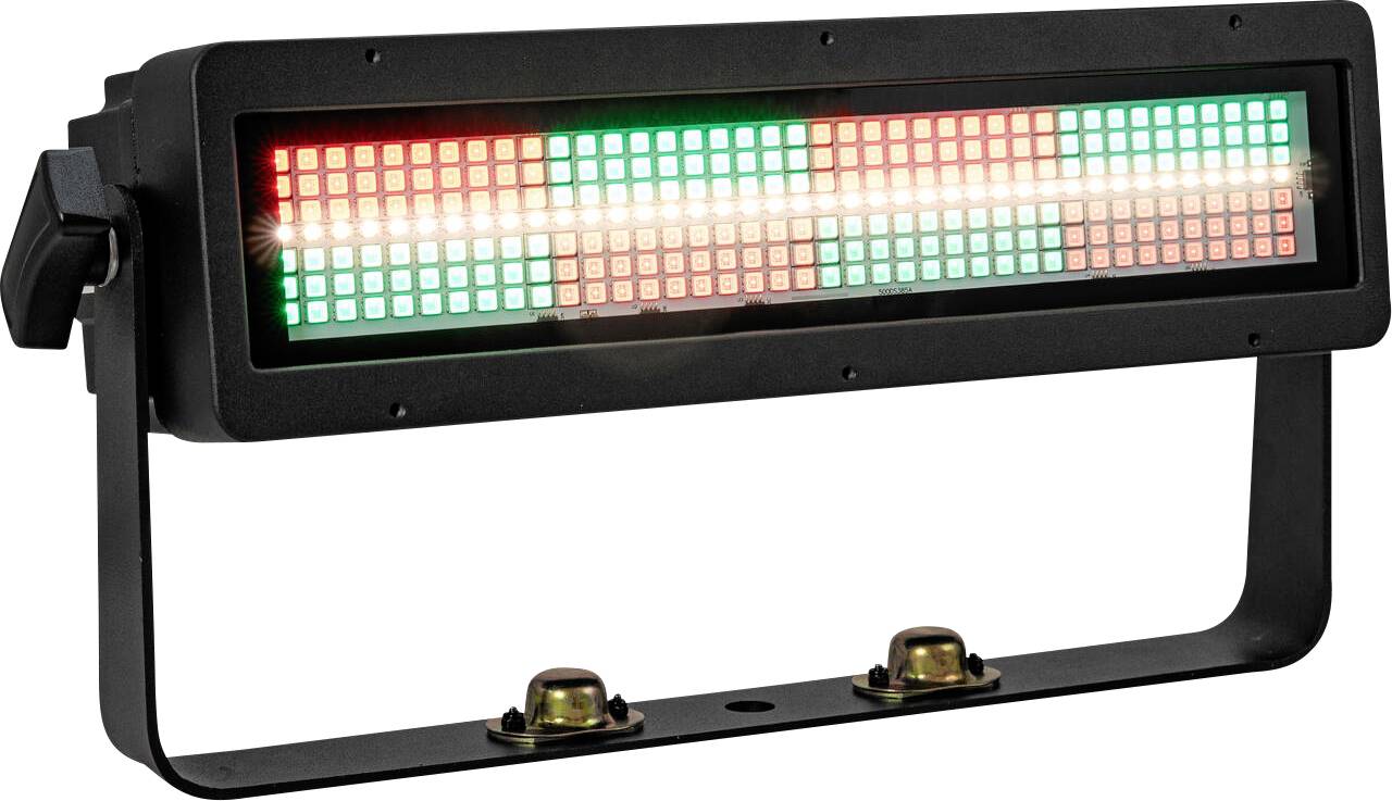 LED panel sa svetlima prikazuje zelene, narandžaste i crvene horizontalne redove. Montiran je na crnom stativu, obično se koristi za binu osvjetljenja.