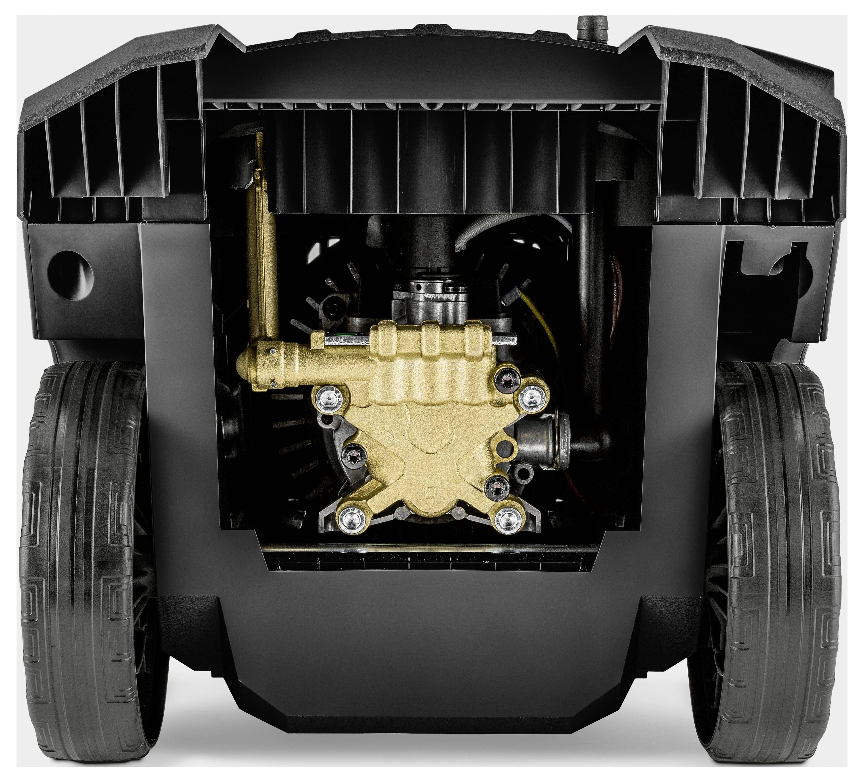 Detaljni prikaz unutarnog mehanizma visokog tlaka, koji prikazuje njegovu messingovu pumpu i okolne komponente unutar crnog kućišta.