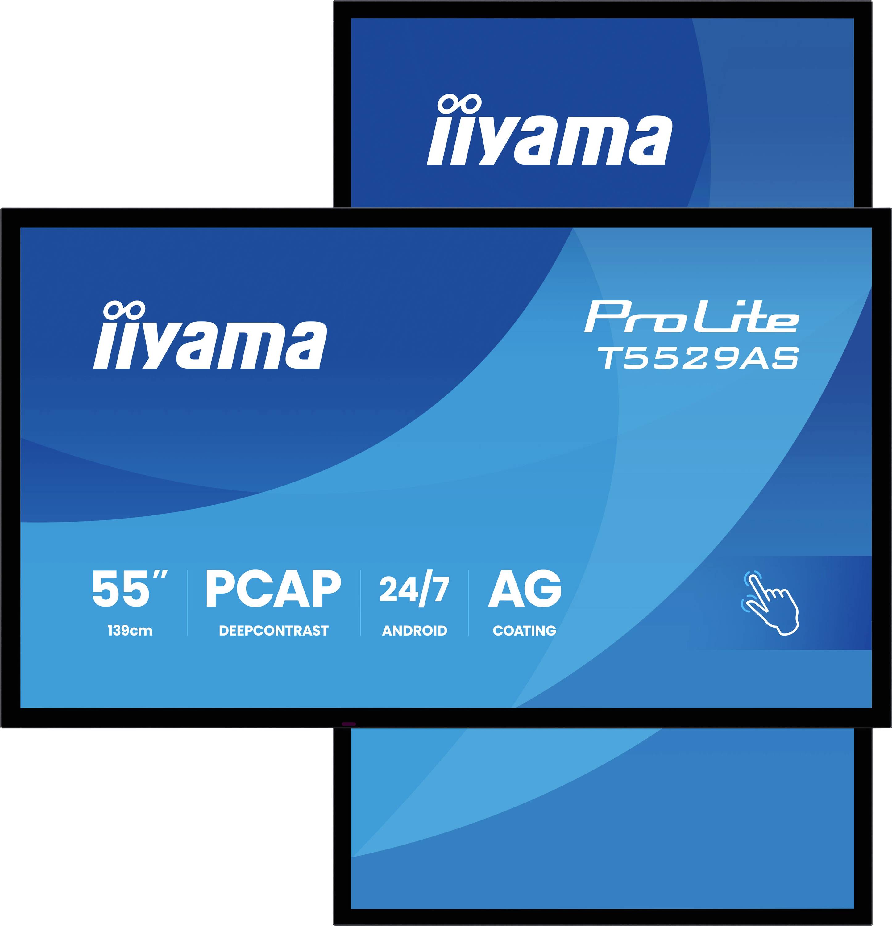 Prikazni uređaj 'iiyama ProLite T5529AS' ima 55" ekran, PCAP dodir, dubok kontrast, rad 24/7 i AG premaz.