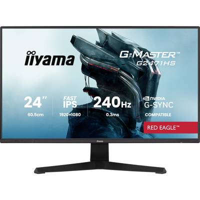 Monitor s prikazom 'iiyama G-Master G2471HS' sa značajkama: 24" veličina, Fast IPS, rezolucija 1920x1080, 240Hz, 0.3ms, G-SYNC kompatibilan.