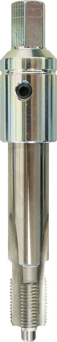 Metalni alat cilindričnog oblika, sa navojnom sekcijom na dnu i heksagonalnom glavom za pričvršćivanje ili regulaciju.