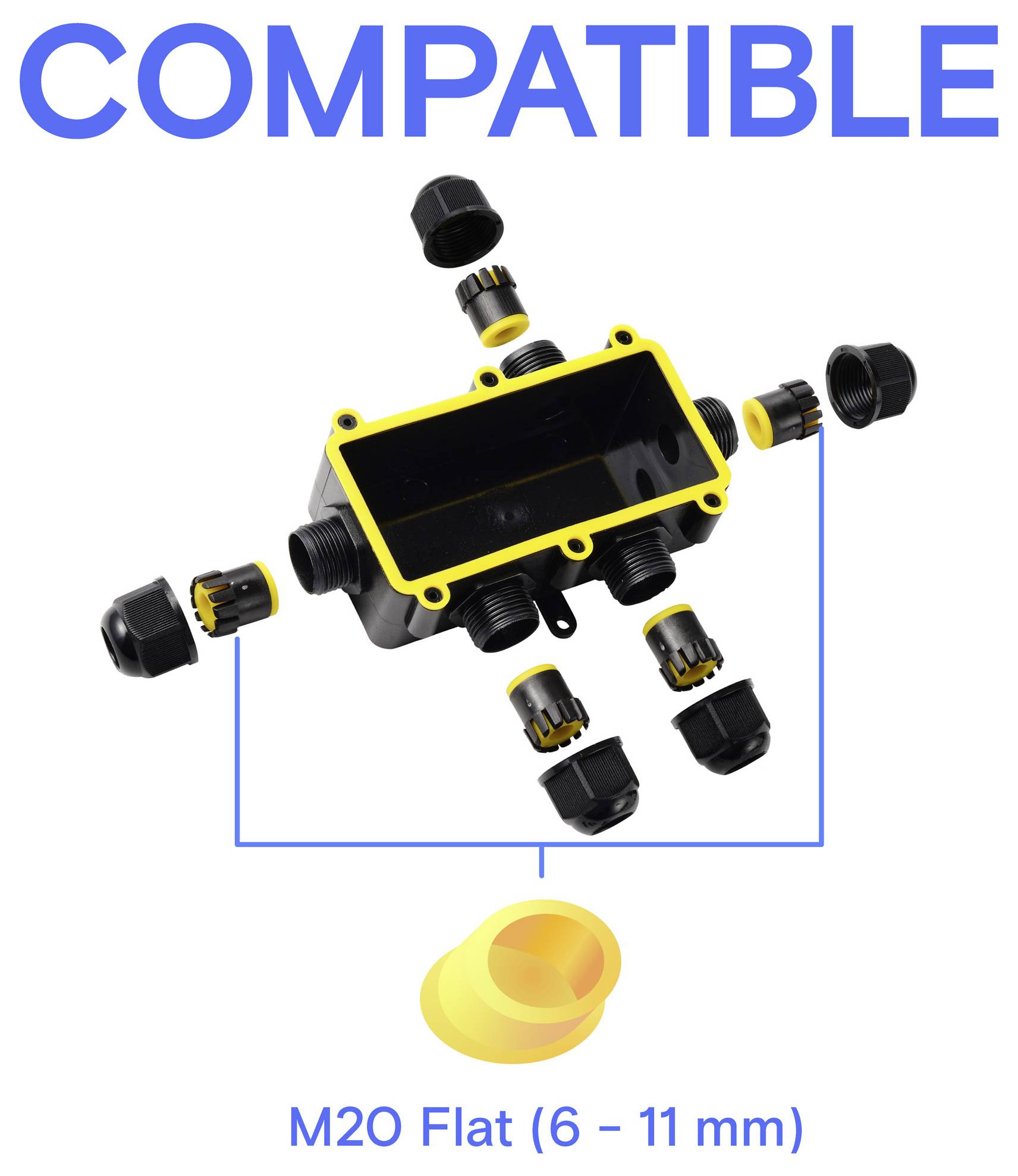 TRU COMPONENTS Razvodna kutija IP68 Vodootporna, 5 ulaza, 0,5-2,5 mm² TC-14745284 crna TRU COMPONENTS Sadržaj: 1 St.-5