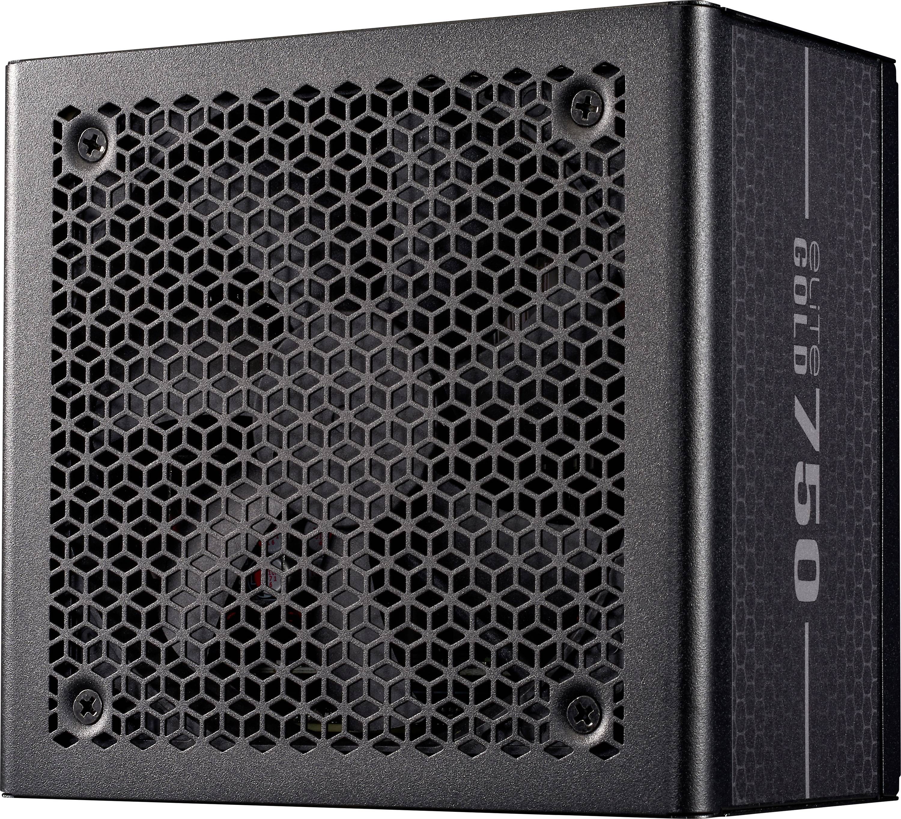 Crna EVGA SuperNOVA 750 G5 jedinica napajanja s mrežom hladnjaka od saća, prikazana na bijeloj pozadini.