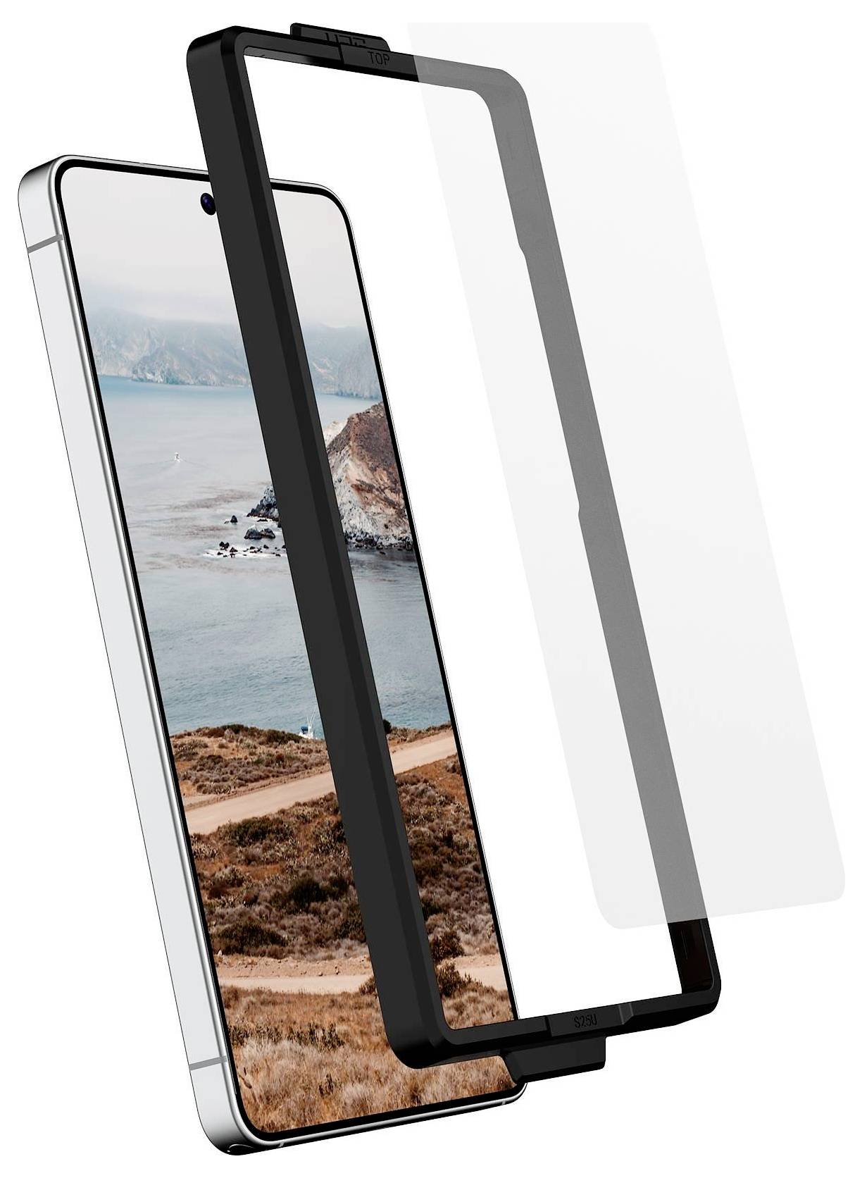 Slika prikazuje pakovanje zaštitnika ekrana "Glass Shield" za Samsung Galaxy S26, sa ojačanim kaljenim staklom i naprednom tehnologijom zaštite od otisaka prstiju.