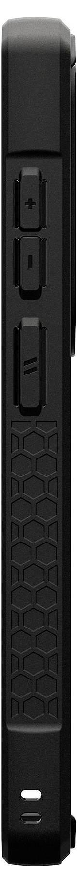 Crni, okomito pozicionirani elektronički uređaj s teksturirano dizajniranom ručkom i tri kontrolna gumba na boku.