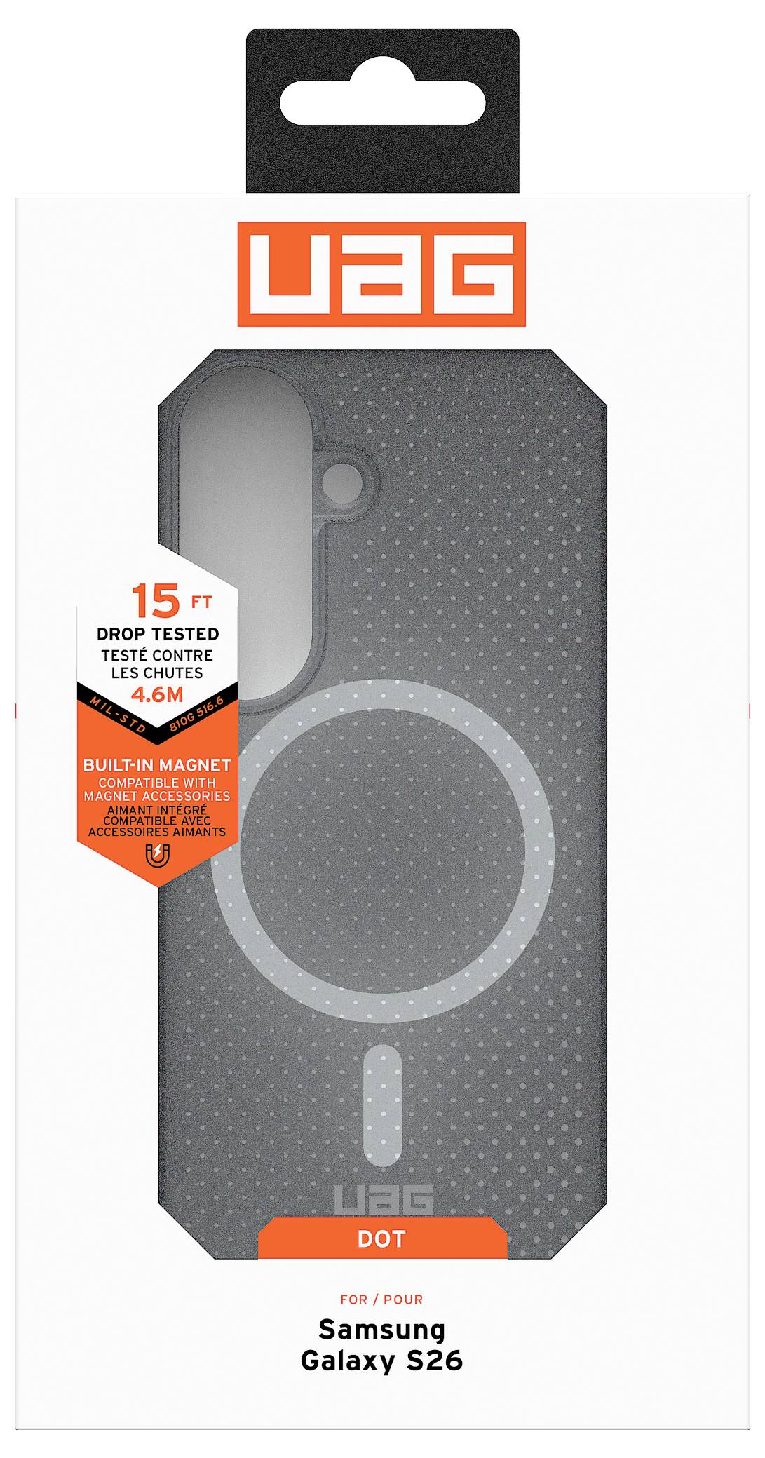 Urban Armor Gear Dot torbica Samsung Galaxy S26 pepeljasta boja MagSafe kompatibilna, s magnetskim modulom 214521113131-9
