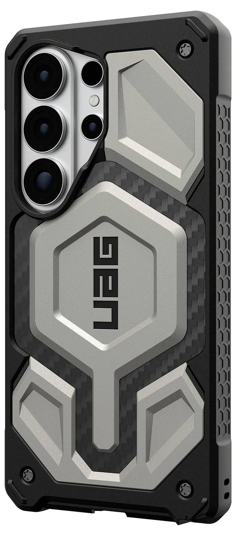 Otporna futrola za pametni telefon s geometrijskim dizajnom, s više izrezane otvore za kamere i tekstuiranim hvatanjem za poboljšanu trajnost.