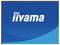 Logo 'Iiyama' na plavoj pozadini s lagano plavom krivuljom pri dnu.