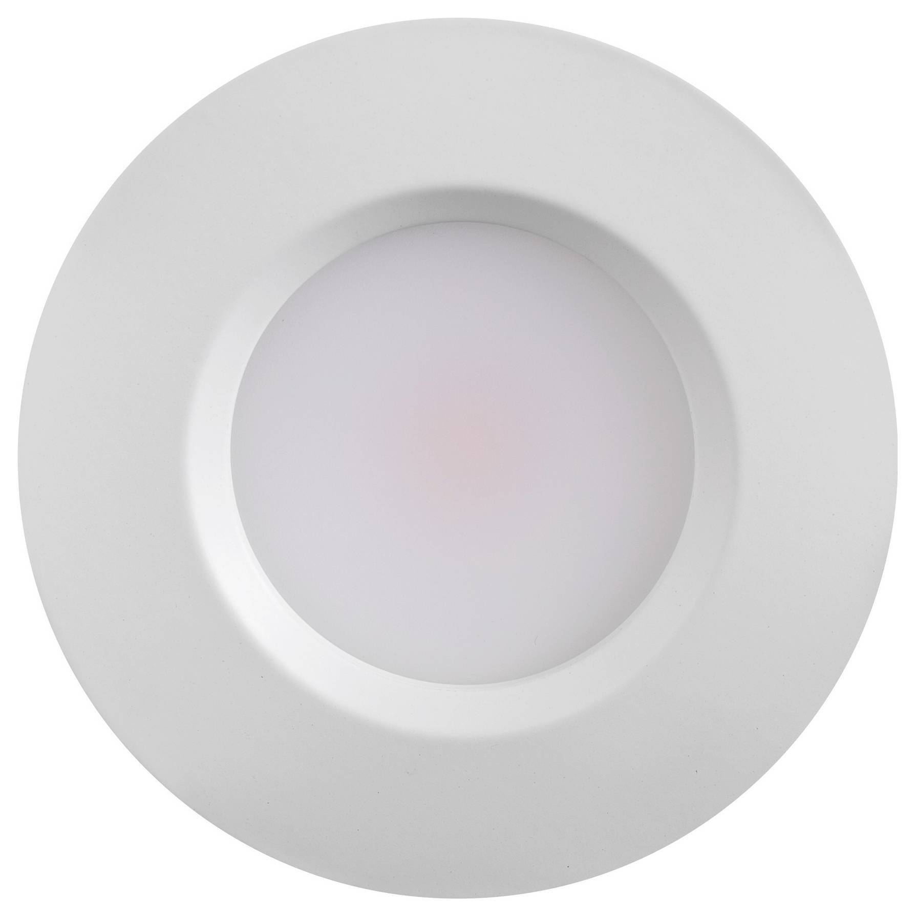Okrugla, bijela ugradbena LED stropna lampa s matiranim difuzorom, dizajnirana za ravnomjernu distribuciju svjetla u zatvorenim prostorima.