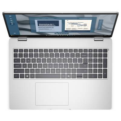 'Otvoreni laptop na kojem se prikazuje prezentacijski slajd i grafikon na ekranu, snimljen iz ptičje perspektive. Vidljiva su tipkovnica i dodirna ploča.'