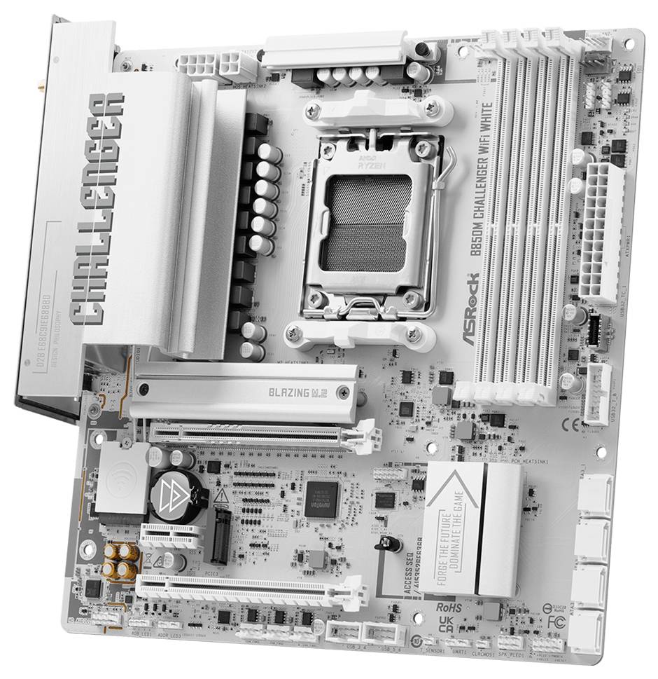 ASRock B850M Challenger WiFi White AM5 m matična ploča Baza #####AMD AM5 Faktor oblika (detalji) Micro-ATX Set čipova ma-4