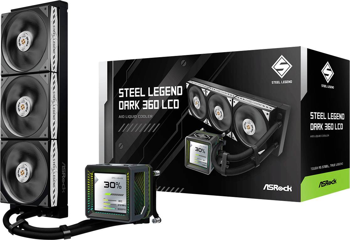 ASRock Steel Legend Dark 360 LCD PC-waterkoeling