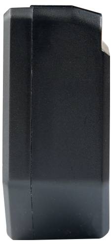 Crna, pravokutna baterijska kutija s tekstuiranom površinom i vidljivom utorom, obično se koristi za električne alate ili elektroničke uređaje.