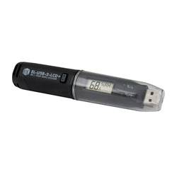 USB zapisivač temperature podataka s LCD zaslonom koji prikazuje '68°F'. Ima prozirnu kapicu i kompaktan je dizajn za prenosivost.