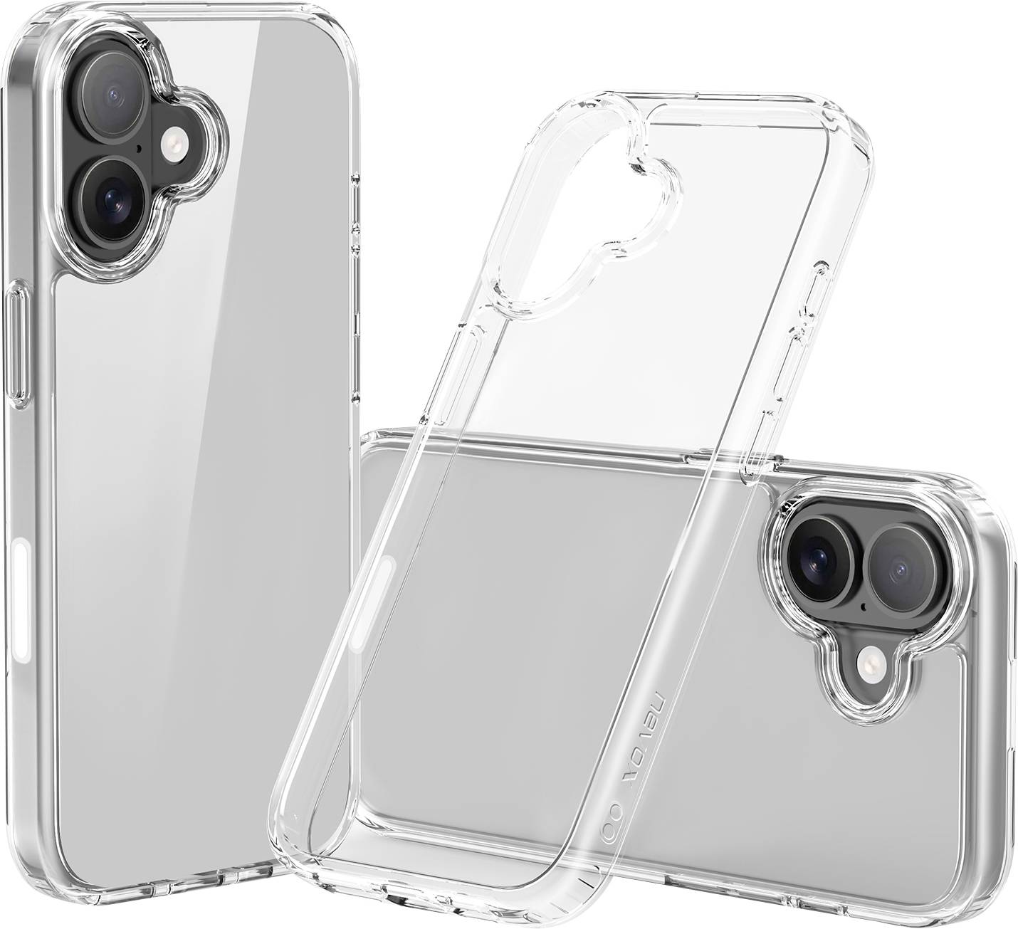Tri prozirne futrole za pametni telefon prikazane sa jasnom završnom obradom, pokazujući prednji, stražnji i bočni pogled, naglašavajući njihov zaštitni dizajn.