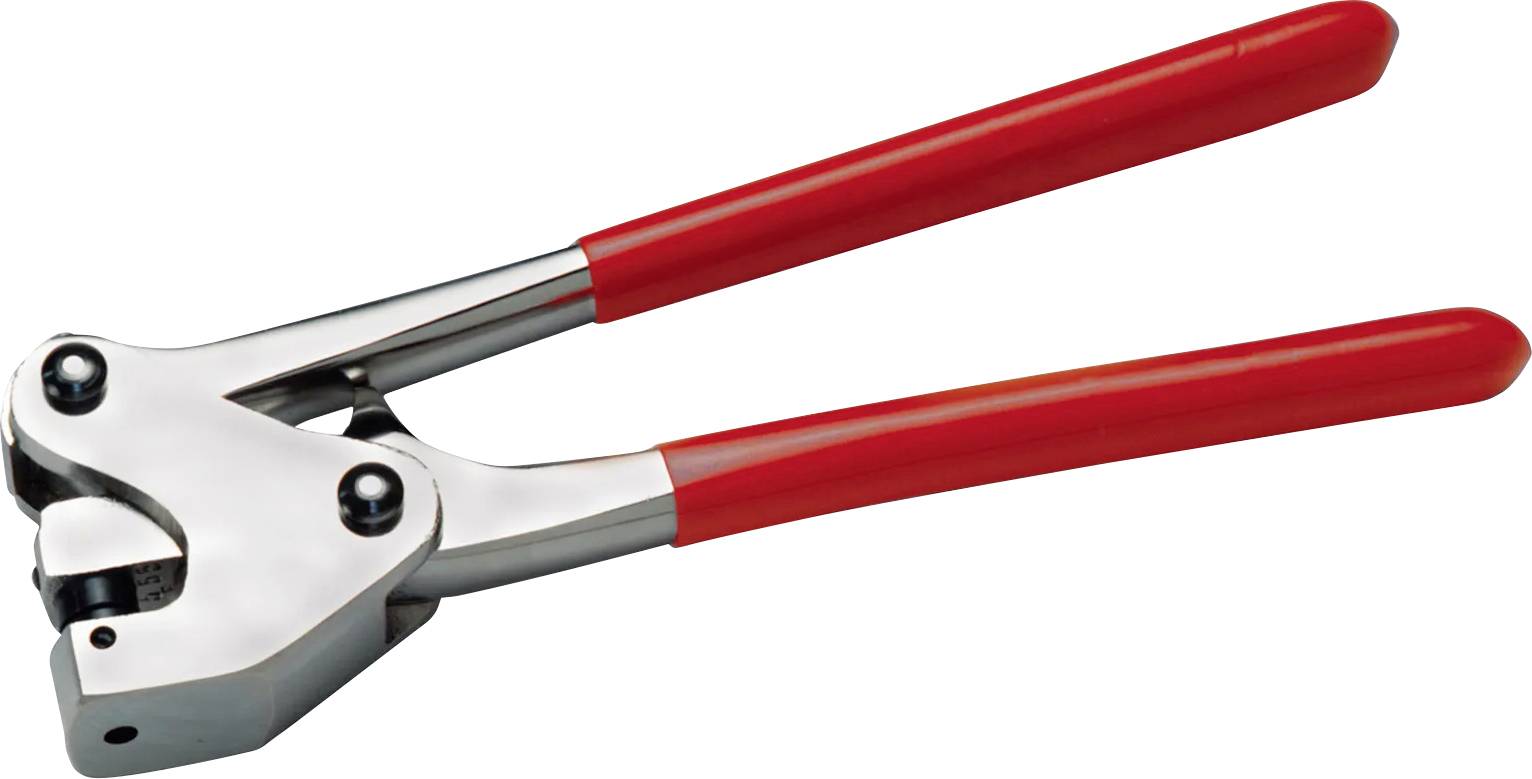 Ručni alat za vezivanje crvenih ručki koristi se za zatezanje i rezanje materijala za vezivanje, izolirano na bijeloj pozadini.