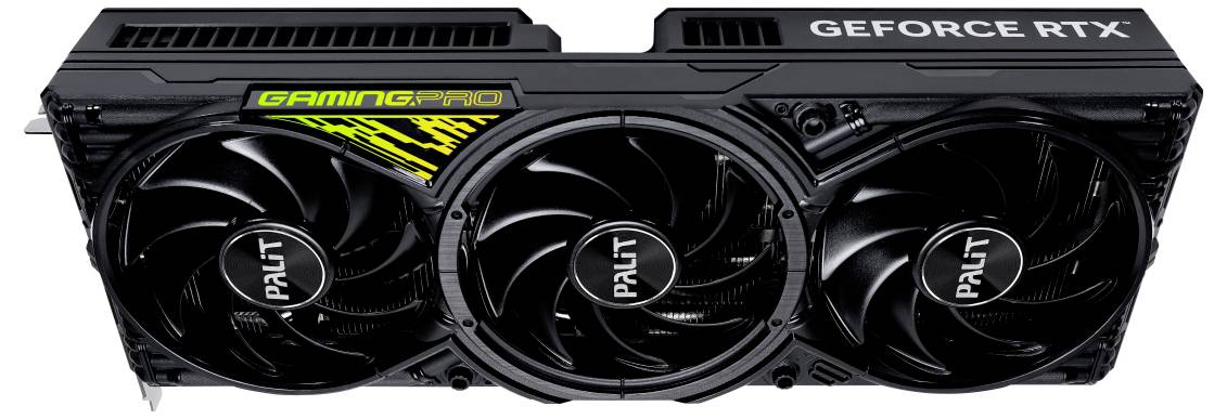 Crna Palit GeForce RTX GamingPro grafička kartica sa tri hladna ventilatora i RGB akcentnim brendiranjem