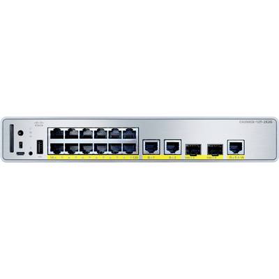 Pogled s leđa mrežnog prekidača s više Ethernet priključaka, označenim vezama i brendom na lijevoj strani; koristi se za mrežno povezivanje podataka.