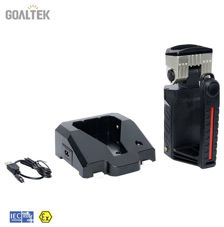 GOALTEK set punjača baterija s kabelom, priključnom stanicom i prenosivim paketom baterija na bijeloj podlozi.