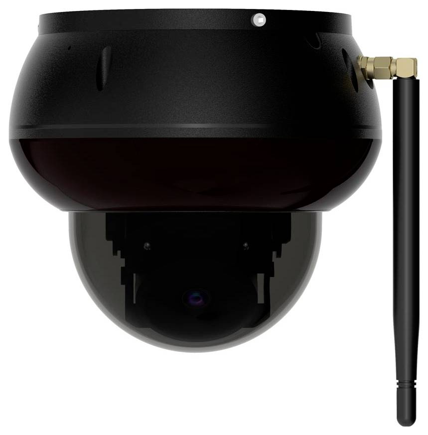 Crna kupola sigurnosna kamera s antenom, dizajnirana za bežičnu nadzor, prikazana na jednostavnoj pozadini.