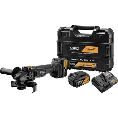 DeWalt x McLaren posebna izdanja beznačunska kutna brusilica s dvije baterije, punjačem i futrolom za nošenje.